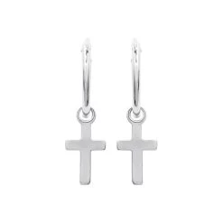 Boucles D’oreilles Mini Créole Avec Croix En Argent