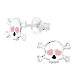 Boucles D’oreilles Crâne Pirate En Argent