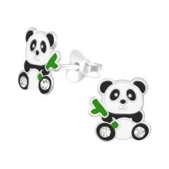 Boucles D’oreilles Panda Bambou En Argent