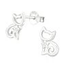 Boucles D’oreilles Silhouette Chat Et étoile En Argent