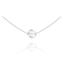 Collier Ras De Cou Perle Facette Cristal Blanc Et Argent