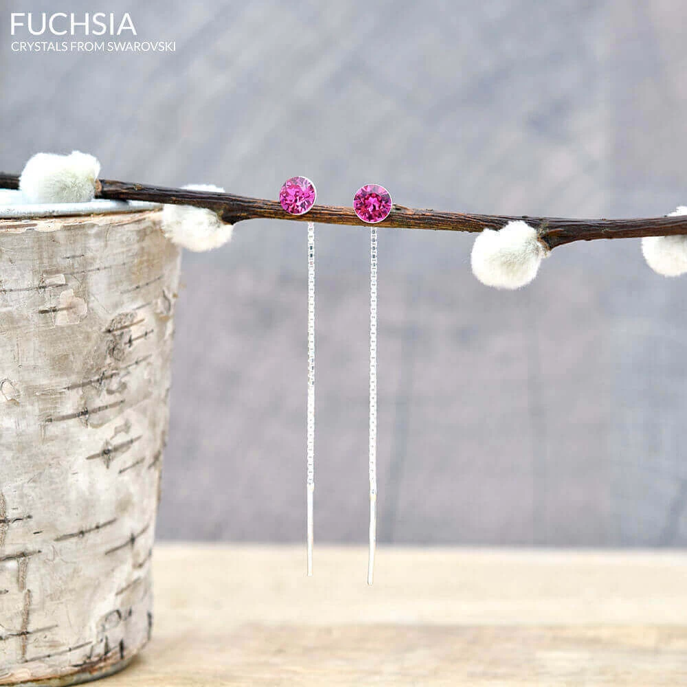 Chaînes D’Oreilles Xirius En Argent Et Cristal Fuchsia – Image 3