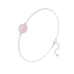 Bracelet Pierre Naturelle Quartz Rose Et Argent