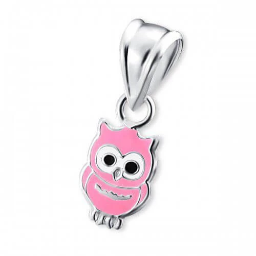 Pendentif Hibou Rose En Argent