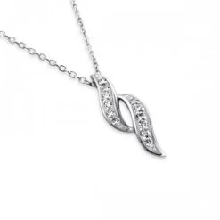 Chaine Et Pendentif En Argent Et Zirconium