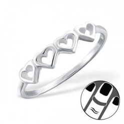 Bague De Phalange 4 Coeurs En Argent