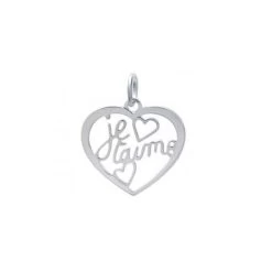 Pendentif Coeur « je T’aime » Découpé En Argent