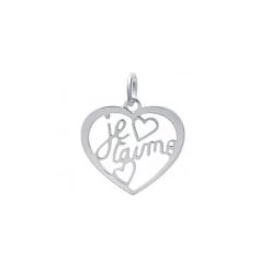 Collier Coeur « je T’aime » Découpé En Argent