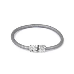 Bracelet Cuir Gris Et Strass