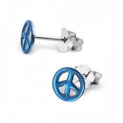 Boucles D’oreille Peace And Love Bleu En Argent