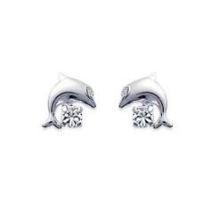 Boucles Dâoreilles Dauphin Blanc