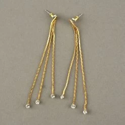 Boucles D’oreilles Fines Chaines Et Strass Adriana