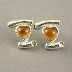 Boucles D’oreilles Coeur Argent Alessia Ambre