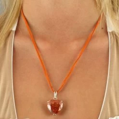 Collier Coeur En Verre Alice Orange