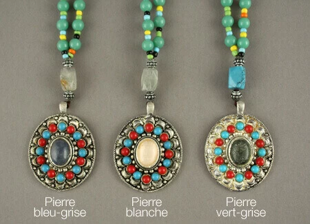 Collier Ethnique Pierres Et Métal Argenté Amalia – Image 9