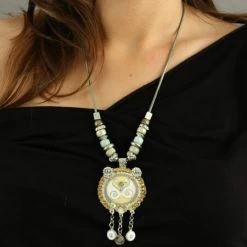 Collier Disque émaillé Avec Pampilles Angelita