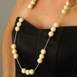 Sautoir Perles Annael Beige