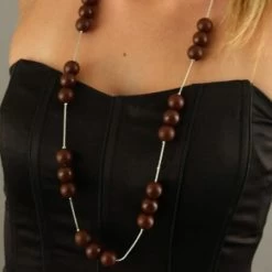 Sautoir Perles Annael Chocolat