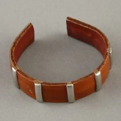 Bracelet Rigide En Cuir Azad Caramel