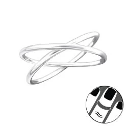 Bague De Phalange Double Croisée En Argent