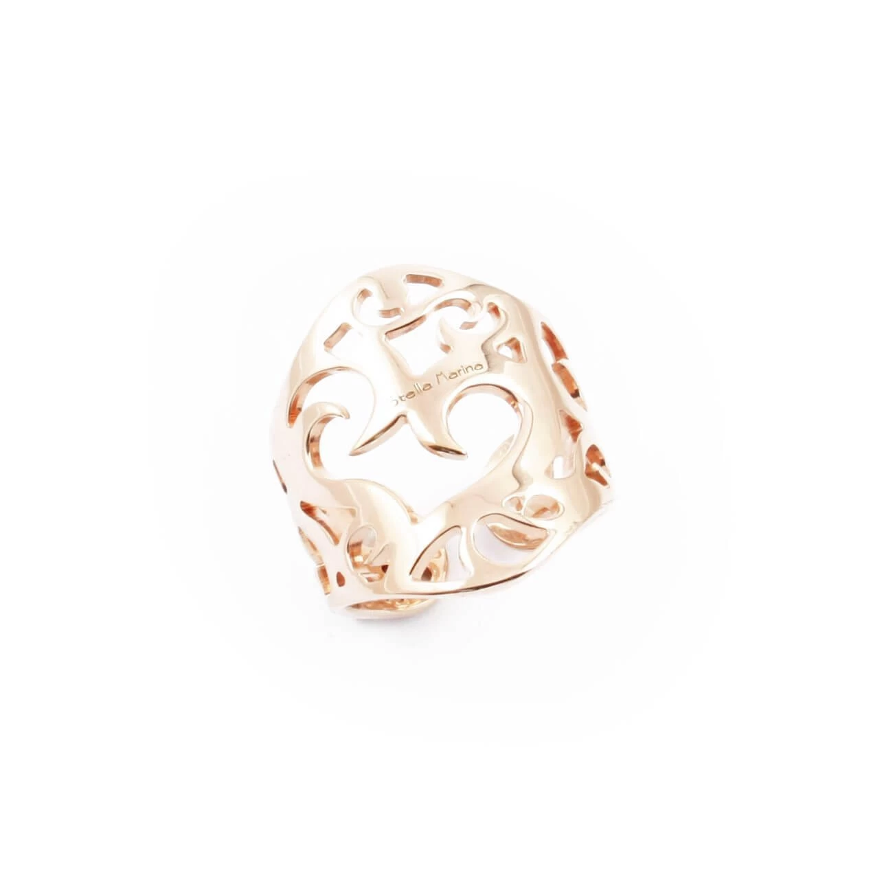 Bague Large Découpes Volute Plaqué Or Rose – Image 2