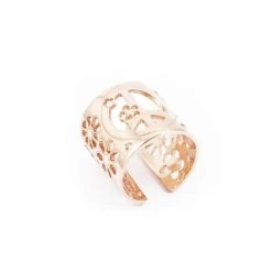 Bague Large Droite Découpe Peace And Love Plaqué Or Rose