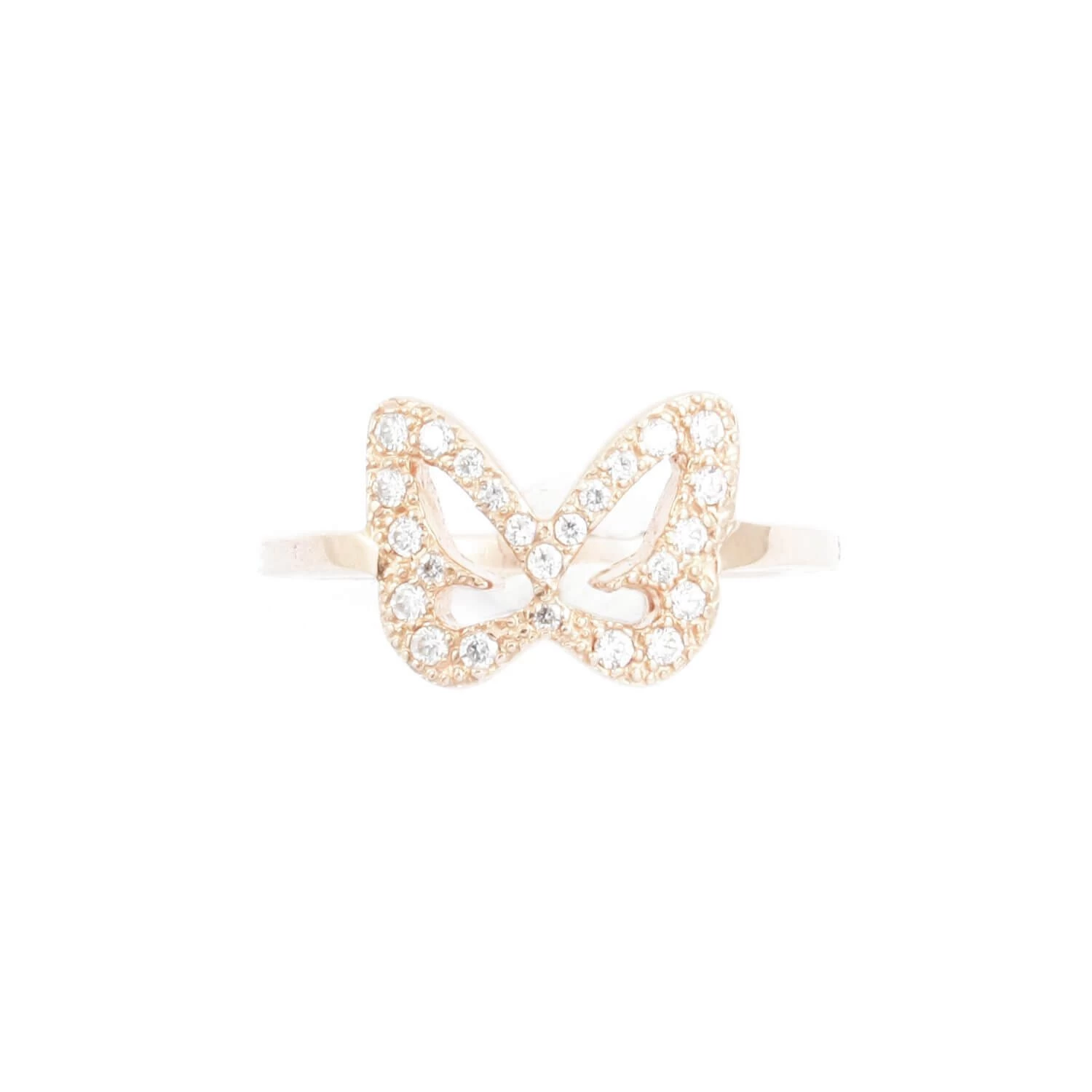 Bague Papillon Plaqué Or Rose Et Zirconium Blanc – Image 2