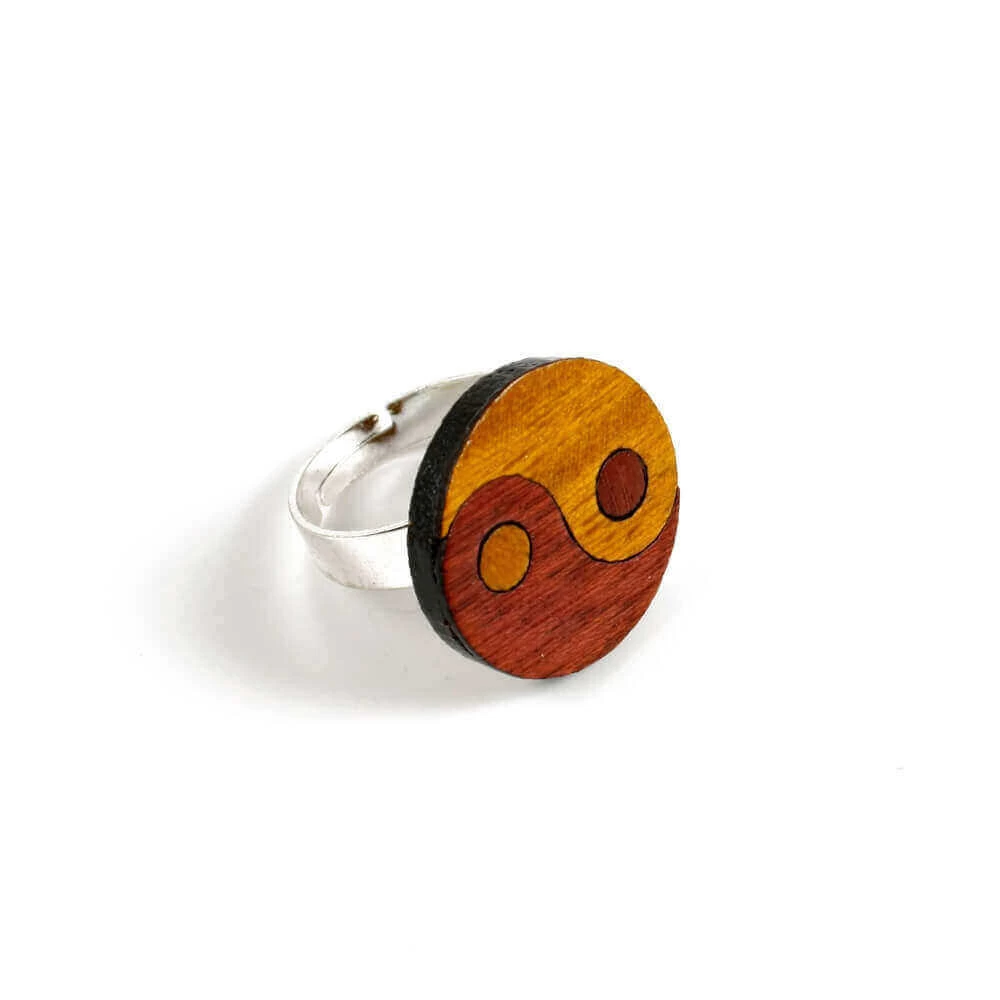 Bague Ying-Yang En Bois Précieux – Image 3