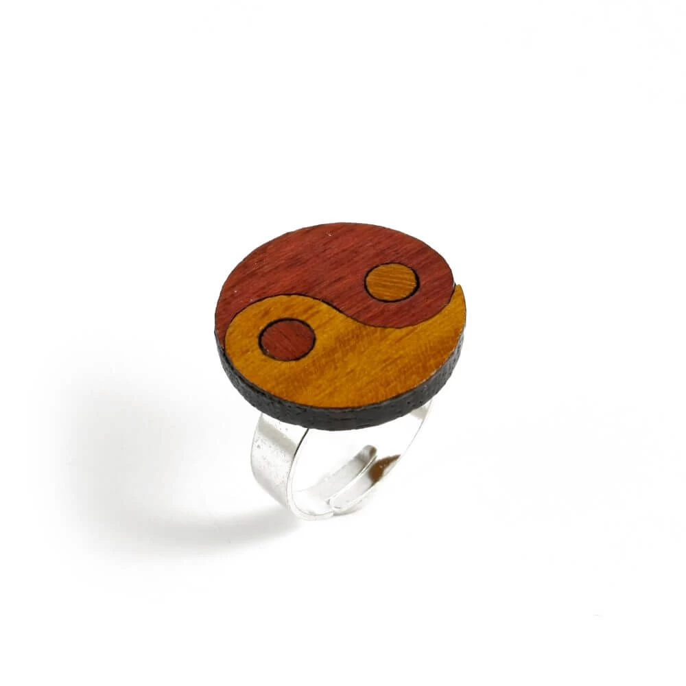 Bague Ying-Yang En Bois Précieux