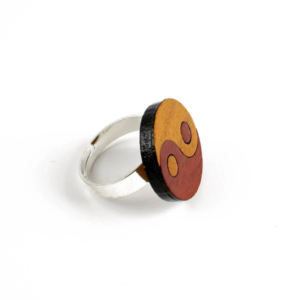 Bague Ying-Yang En Bois Précieux – Image 2