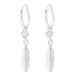 Boucles D’oreilles Plume Cristal