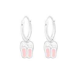 Boucles D’oreilles Anneau Ballerines Roses En Argent