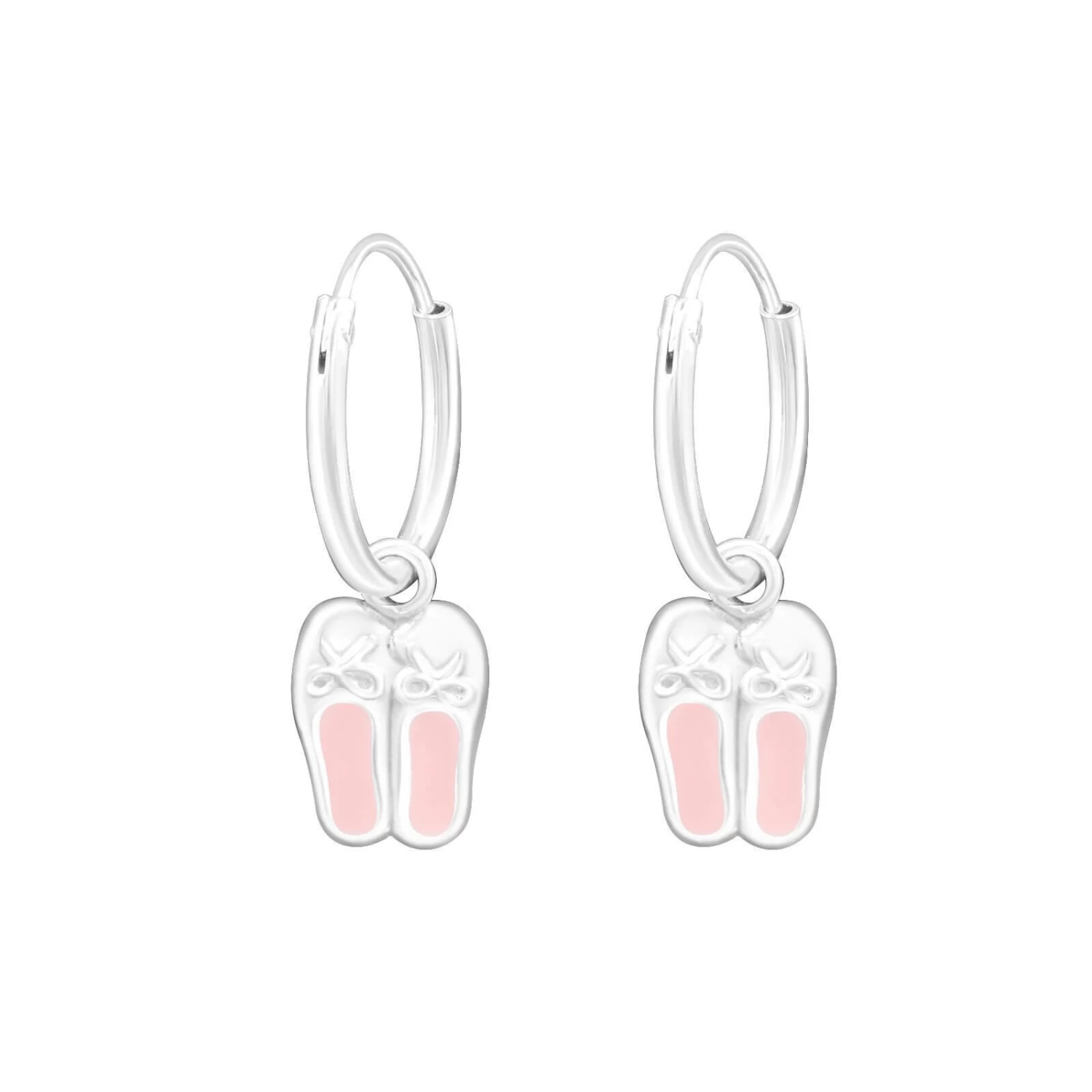 Boucles D’oreilles Anneau Ballerines Roses En Argent