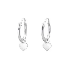 Boucles D’oreilles Anneau Coeur Argent