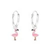Boucles D’oreilles Anneau Flamant Rose En Argent