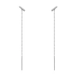 Boucles D’oreilles Barrette Chaînette En Argent