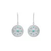 Boucles D’oreilles Ethnique Rond Gravé En Argent Et Turquoise