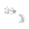 Boucles D’oreilles étoile Et Lune Argent