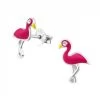 Boucles D’oreilles Flamant Rose En Argent