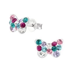 Boucles D’oreilles Papillon à Cristaux Multicolores