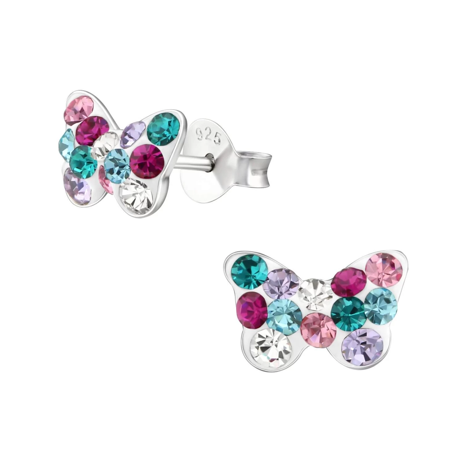 Boucles D’oreilles Papillon à Cristaux Multicolores