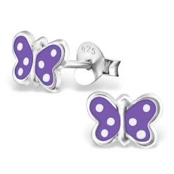 Boucles D’oreilles Papillons Violet En Argent