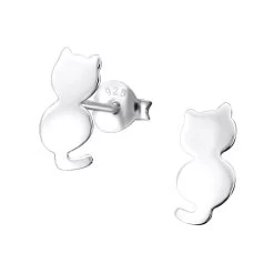 Boucles D’oreilles Chat Argent