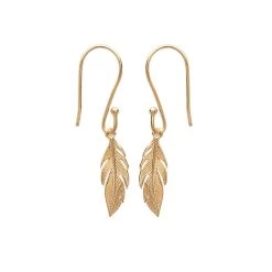 Boucles D’oreilles Plume Plaqué Or