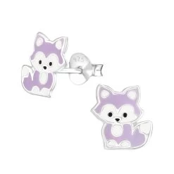 Boucles D’oreilles Renard Mauve En Argent