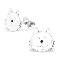 Boucles D’oreilles Tete De Chat Blanc