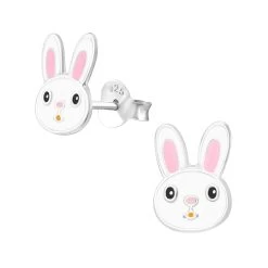 Boucles D’oreilles Tete De Lapin Blanc