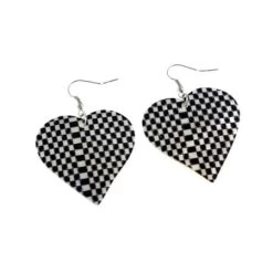 Boucle D’oreilles En Nacre Imprimé Damier Bérénice