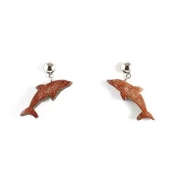 Boucles D’oreilles Dauphin En Bois Précieux