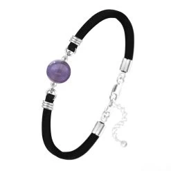 Bracelet Améthyste Argent Et Suédine